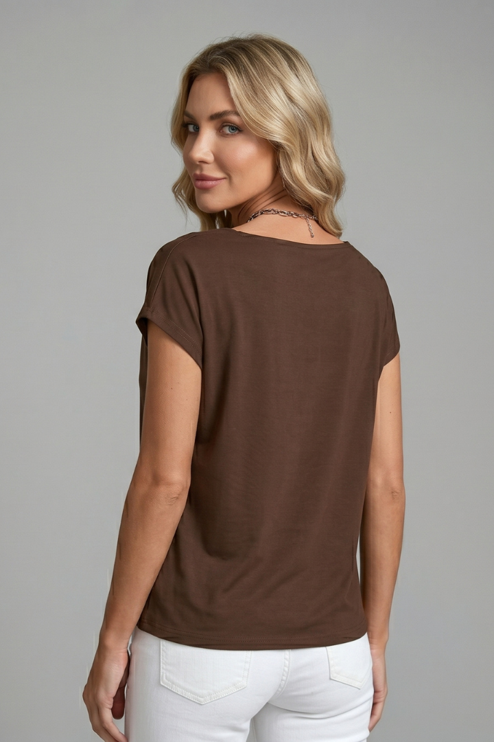 Jolijn | Dames Gedrapeerde Korte Mouw Halsblouse