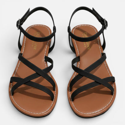 Nienke | Dames Zomer Leren Platte Sandalen