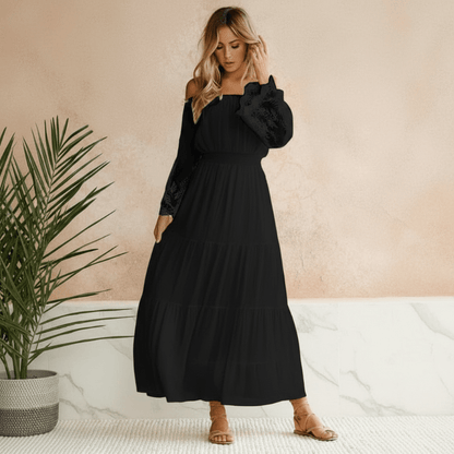 Maartje | Dames Elegante Off-Shoulder Maxi-jurk