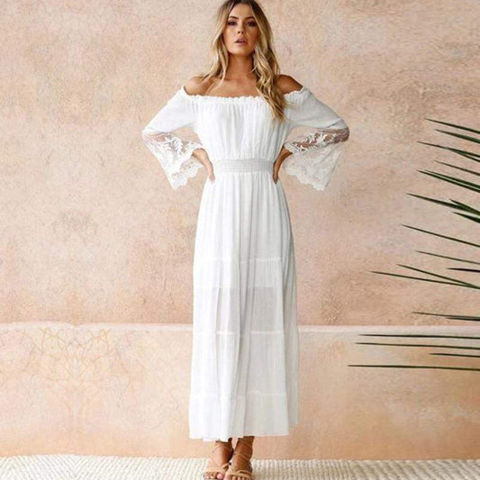 Maartje | Dames Elegante Off-Shoulder Maxi-jurk