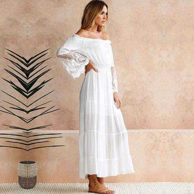 Maartje | Dames Elegante Off-Shoulder Maxi-jurk
