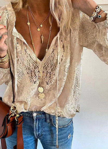 Suze | Dames Casual Boho V-hals Blouse