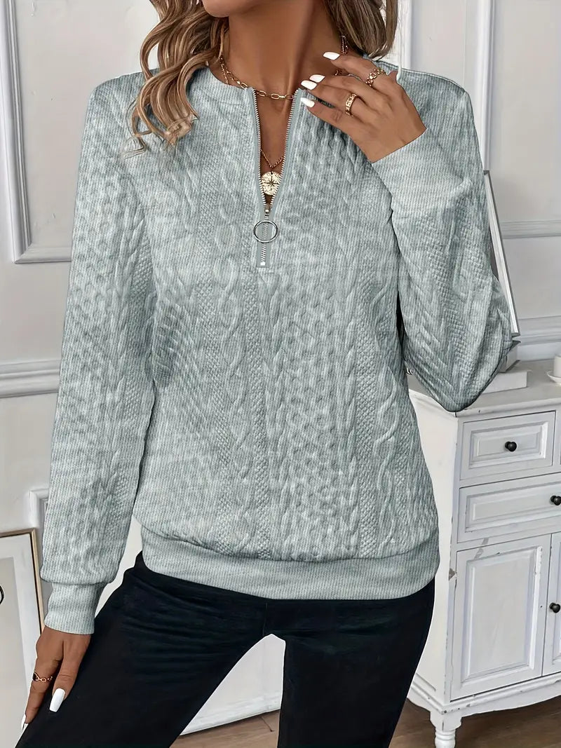 Suze | Dames Casual Geribbelde Rits Trui