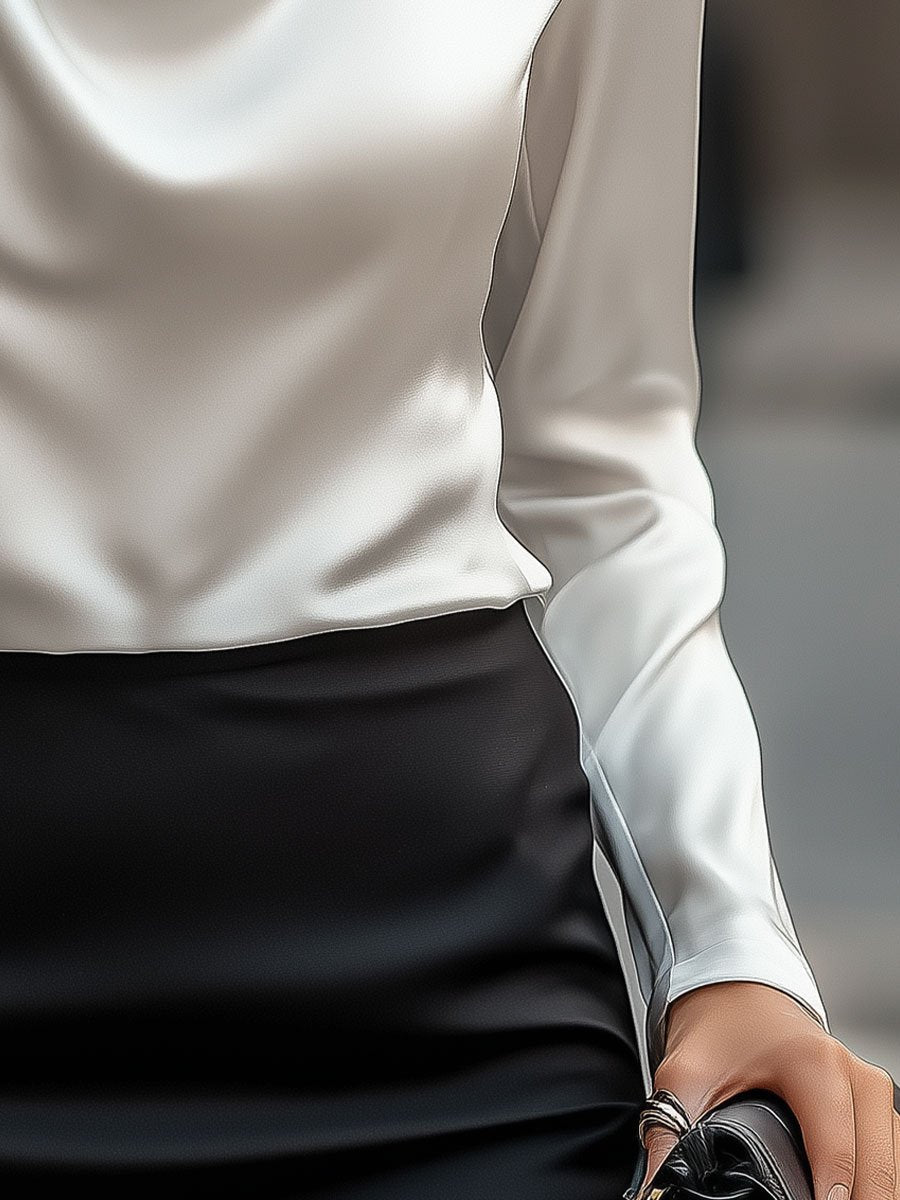 Guusje | Dames Gedrapeerde Witte Zakelijke Blouse