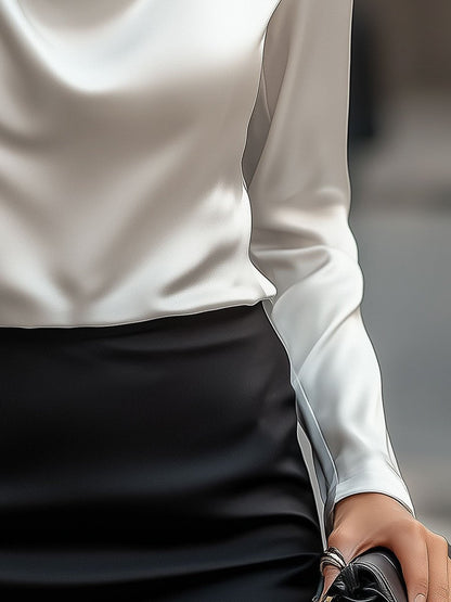 Guusje | Dames Gedrapeerde Witte Zakelijke Blouse