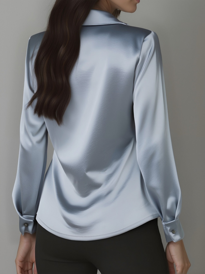 Guusje | Dames Gedrapeerde Witte Zakelijke Blouse