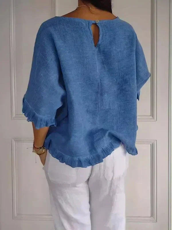 Vittoria | Dames Ronde Hals Linnen Zomerblouse