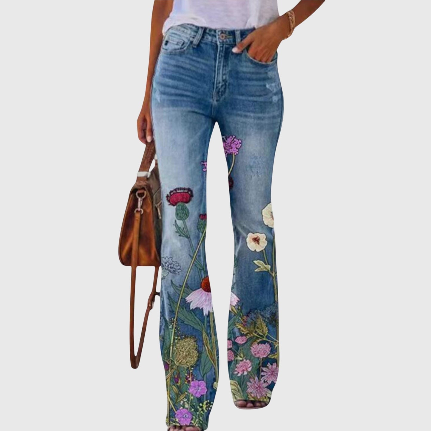 Elin | Dames Bedrukte Wijde Jeans