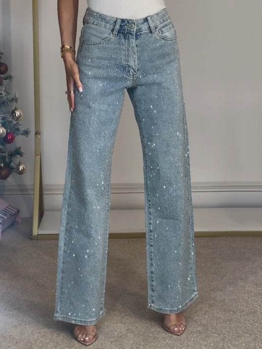 Elena | Dames Hoge Taille Glitter Jeans