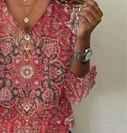 Laura | Dames Bedrukte Boho Zomer Blouse