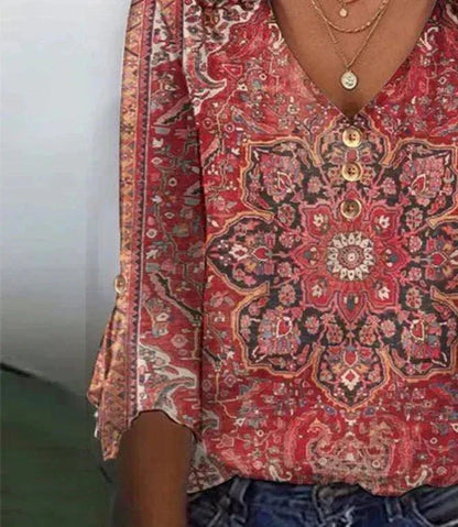 Laura | Dames Bedrukte Boho Zomer Blouse