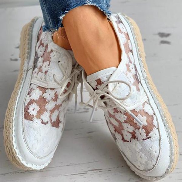 Emma | Dames Bloemen Mesh Kanten Sneakers