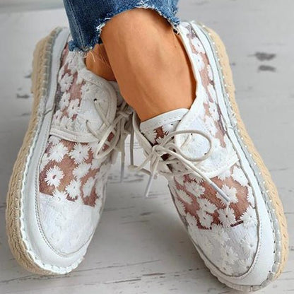 Emma | Dames Bloemen Mesh Kanten Sneakers