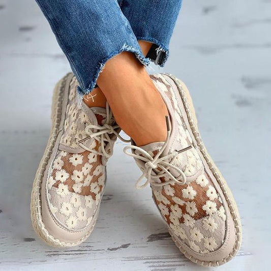 Emma | Dames Bloemen Mesh Kanten Sneakers