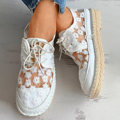 Emma | Dames Bloemen Mesh Kanten Sneakers