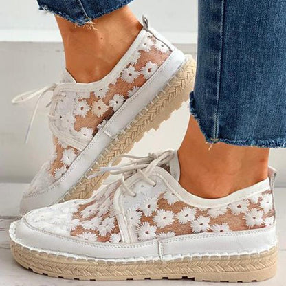 Emma | Dames Bloemen Mesh Kanten Sneakers