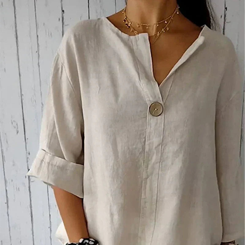 Lente | Dames Elegante Getailleerde Blouse met Knoopdetail