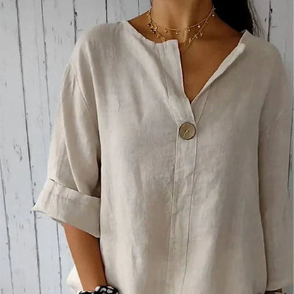 Lente | Dames Elegante Getailleerde Blouse met Knoopdetail