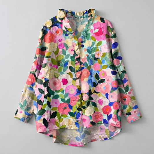 Aurelia | Dames Linnen Blouse met Ruches