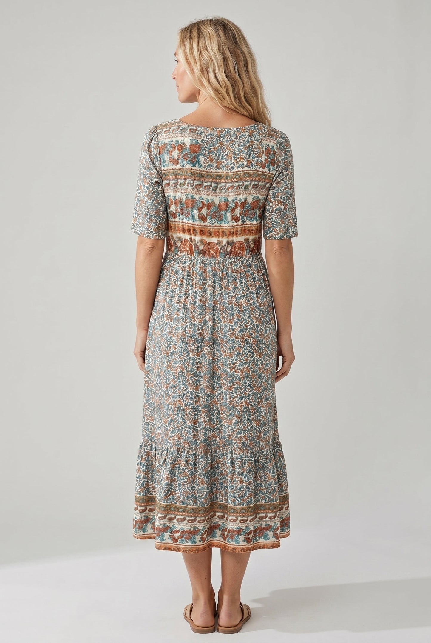 Imani | Dames Bedrukte Boho Midi-jurk