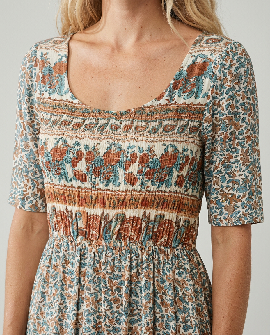 Imani | Dames Bedrukte Boho Midi-jurk