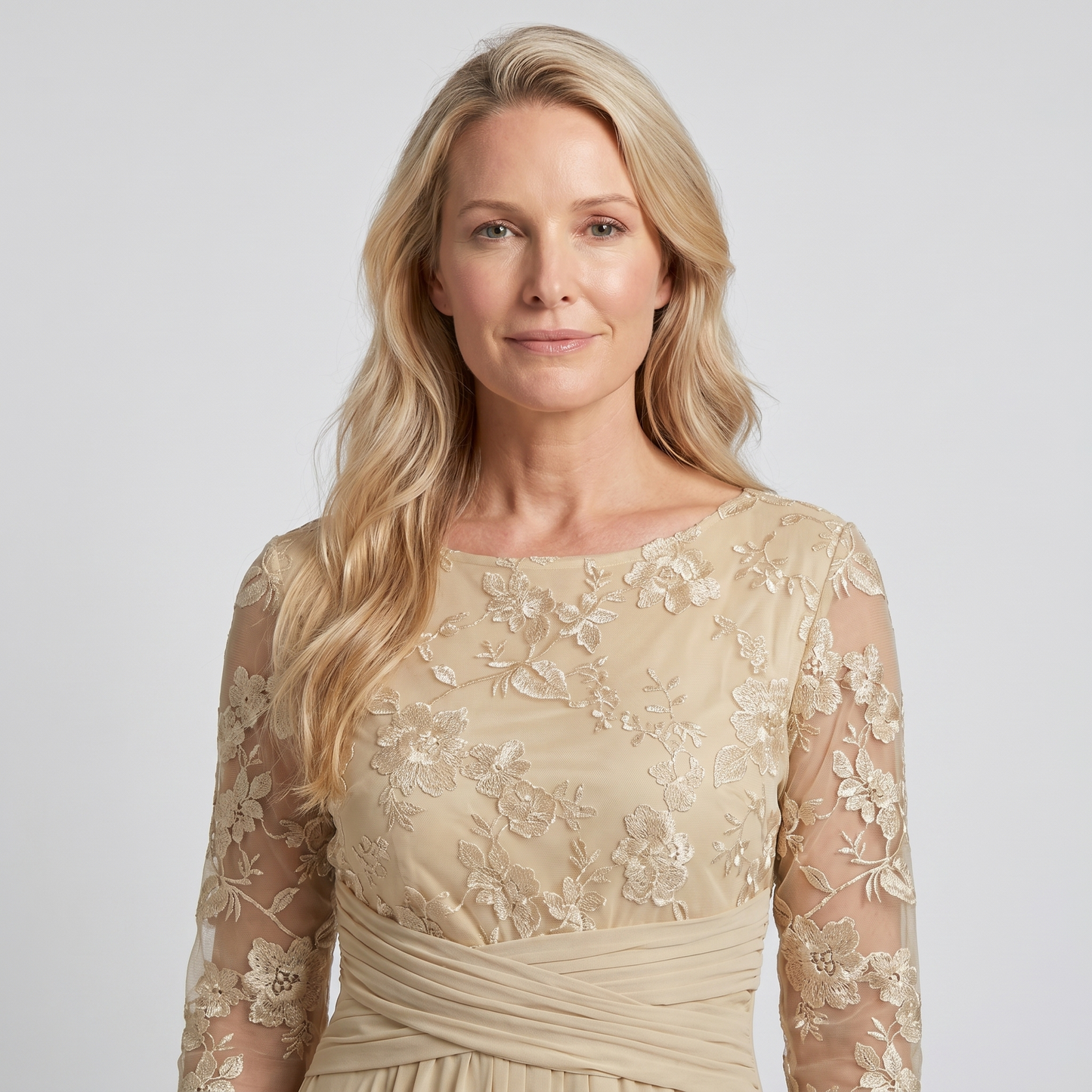 Cassidy | Dames Geborduurde Chiffon Midi Jurk