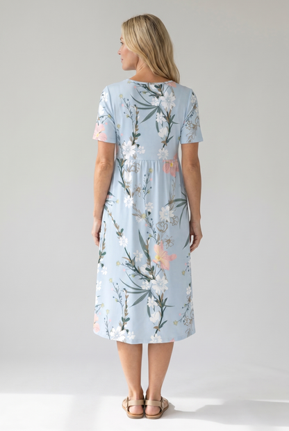 Hallie | Dames Bedrukte Bloemen Midi-jurk